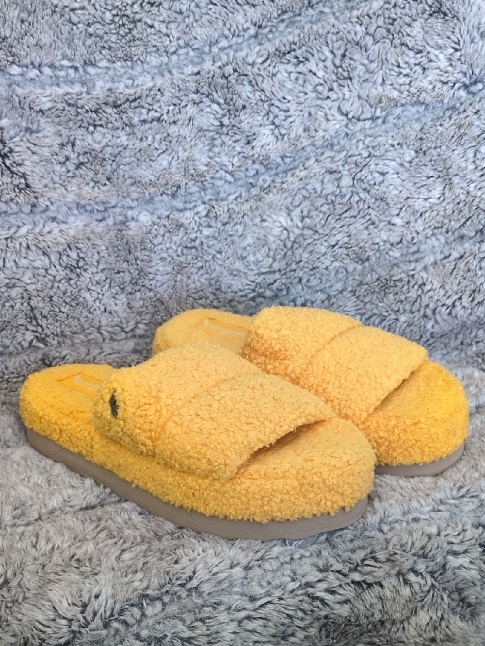 Kookaburra By Ugg Peaches Plush Yellow Slide Slippers Sz 8​